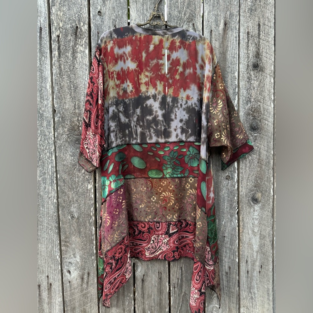 Sterling Styles Silk Patchwork Tunic Top One Size… - image 2